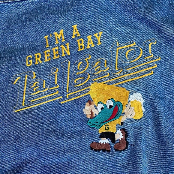 Mens Medium Denim Jacket Green Bay Packers Tailgator Embroidered LA Loving - Picture 9 of 12